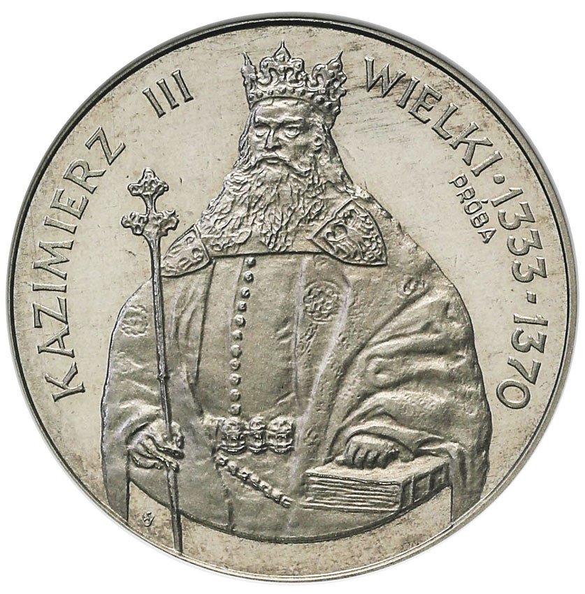 PRL. PRÓBA Nikiel 1.000 złotych 1987 Kazimierz III Wielki półpostać